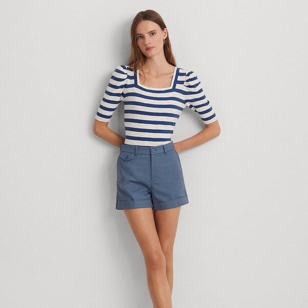 Ralph Lauren Shorts Women's Size 12 Blue Cotton Stretch High Rise 3.5" NWOT